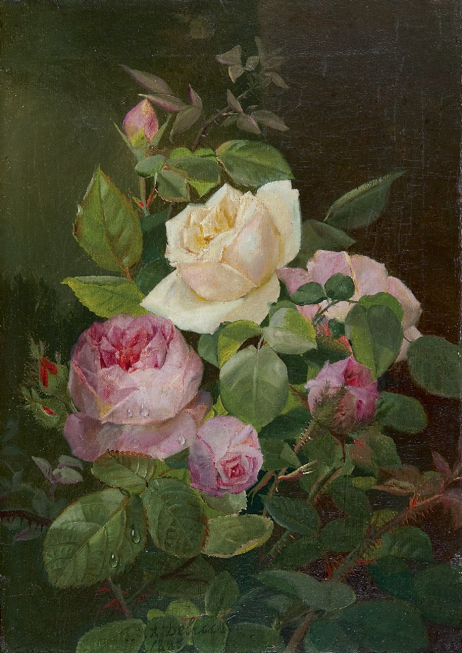 Debrus A.  | Alexandre Debrus, Roses, Öl auf Leinwand 34,5 x 24,4 cm, signed c.l. und dated 1885
