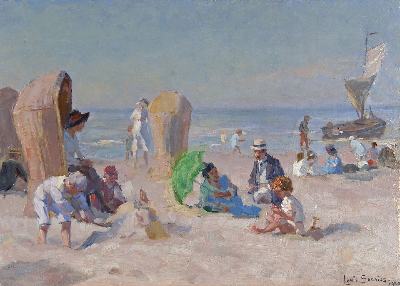 Soonius L.  | Lodewijk 'Louis' Soonius, Summerday on the beach, Öl auf Leinwand 33,0 x 46,2 cm, signed l.r. und dated 1920