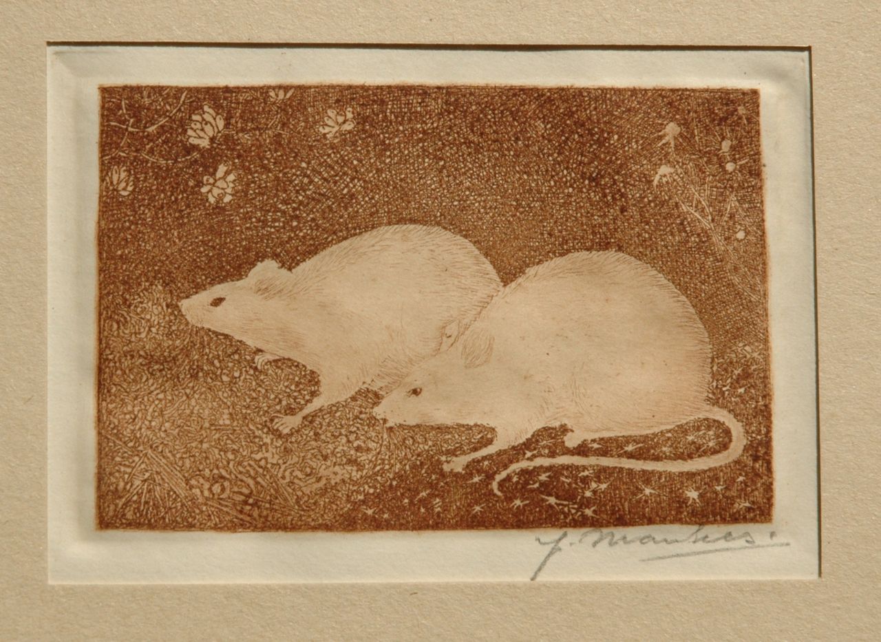 Mankes J.  | Jan Mankes, Two mice, Radierung auf Papier 6,8 x 10,2 cm, signed l.r. (with pencil) und to be dated 1916