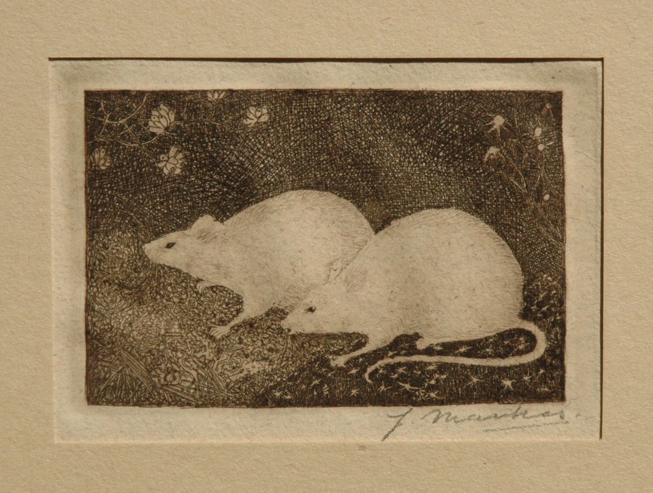 Mankes J.  | Jan Mankes, Two mice, Radierung auf Papier 6,8 x 10,2 cm, signed l.r. (with pencil) und executed in 1916