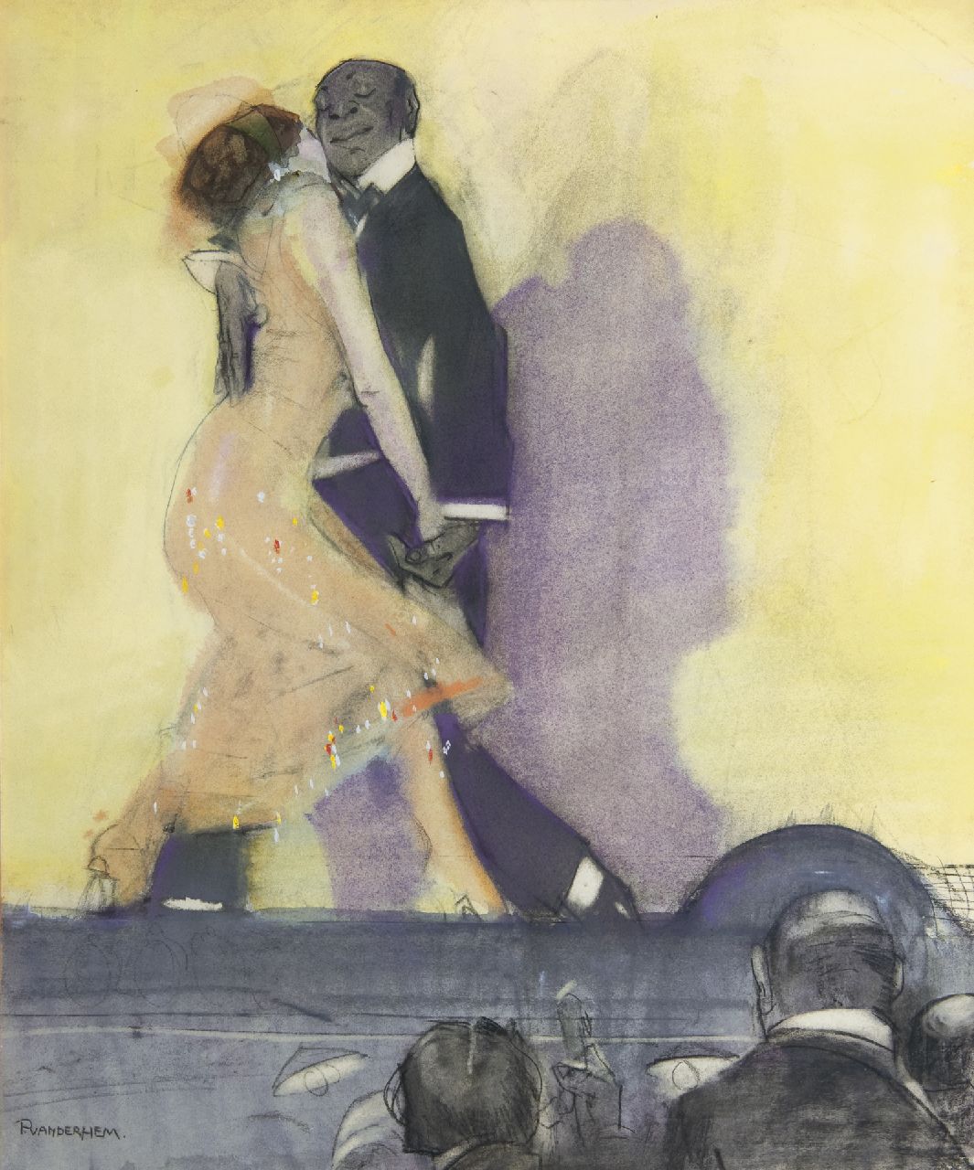Hem P. van der | Pieter 'Piet' van der Hem, Dancing the tango, Pastell und Gouache auf Papier 57,6 x 47,5 cm, signed l.l.