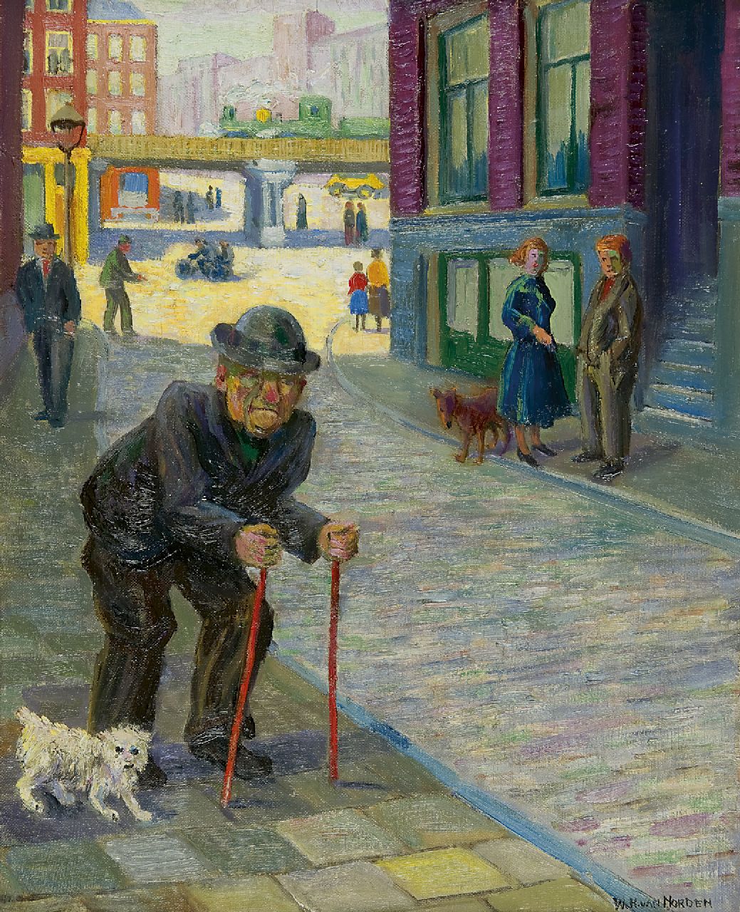 Willem Hendrik van Norden | Menschen auf der Strasse, Öl auf Leinwand, 50,0 x 39,9 cm, Unterzeichnet r.u.