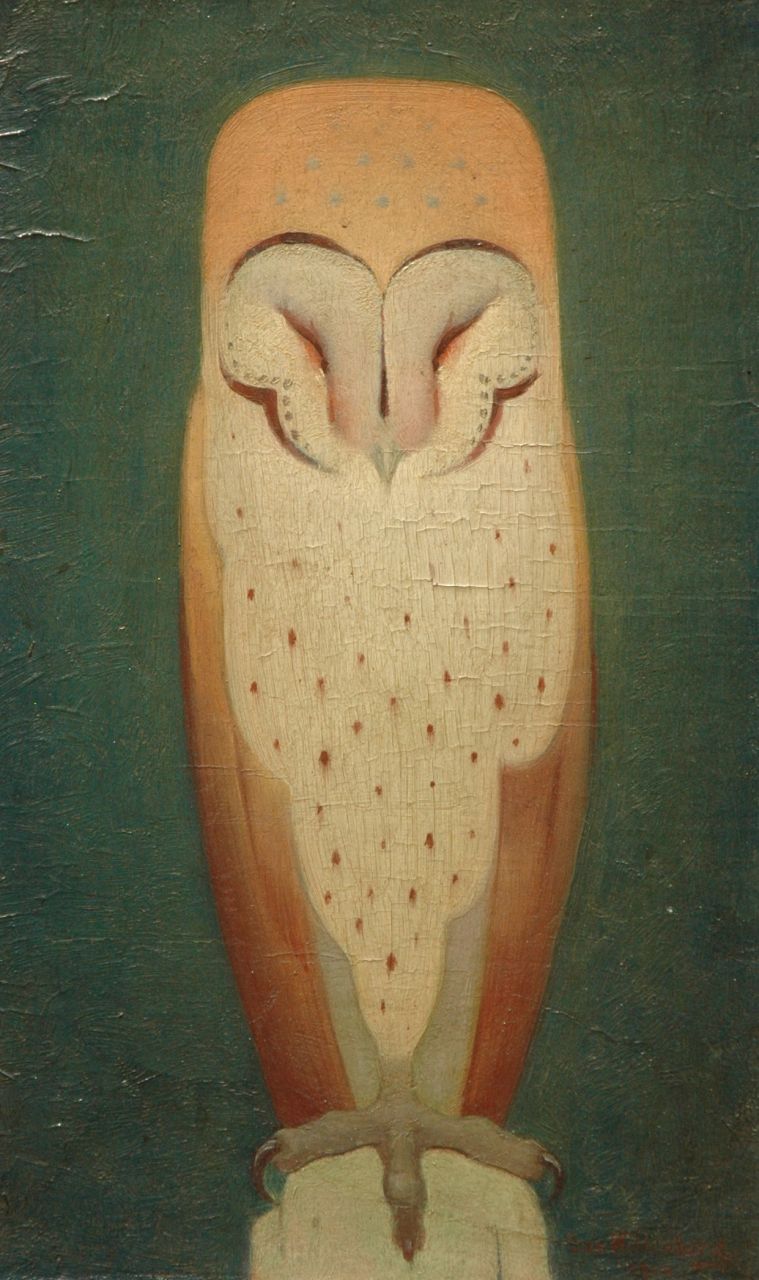 Wittenberg J.H.W.  | 'Jan' Hendrik Willem Wittenberg, Owl, Öl auf Pappe auf Holz 30,0 x 20,0 cm, signed l.r. und dated 1919