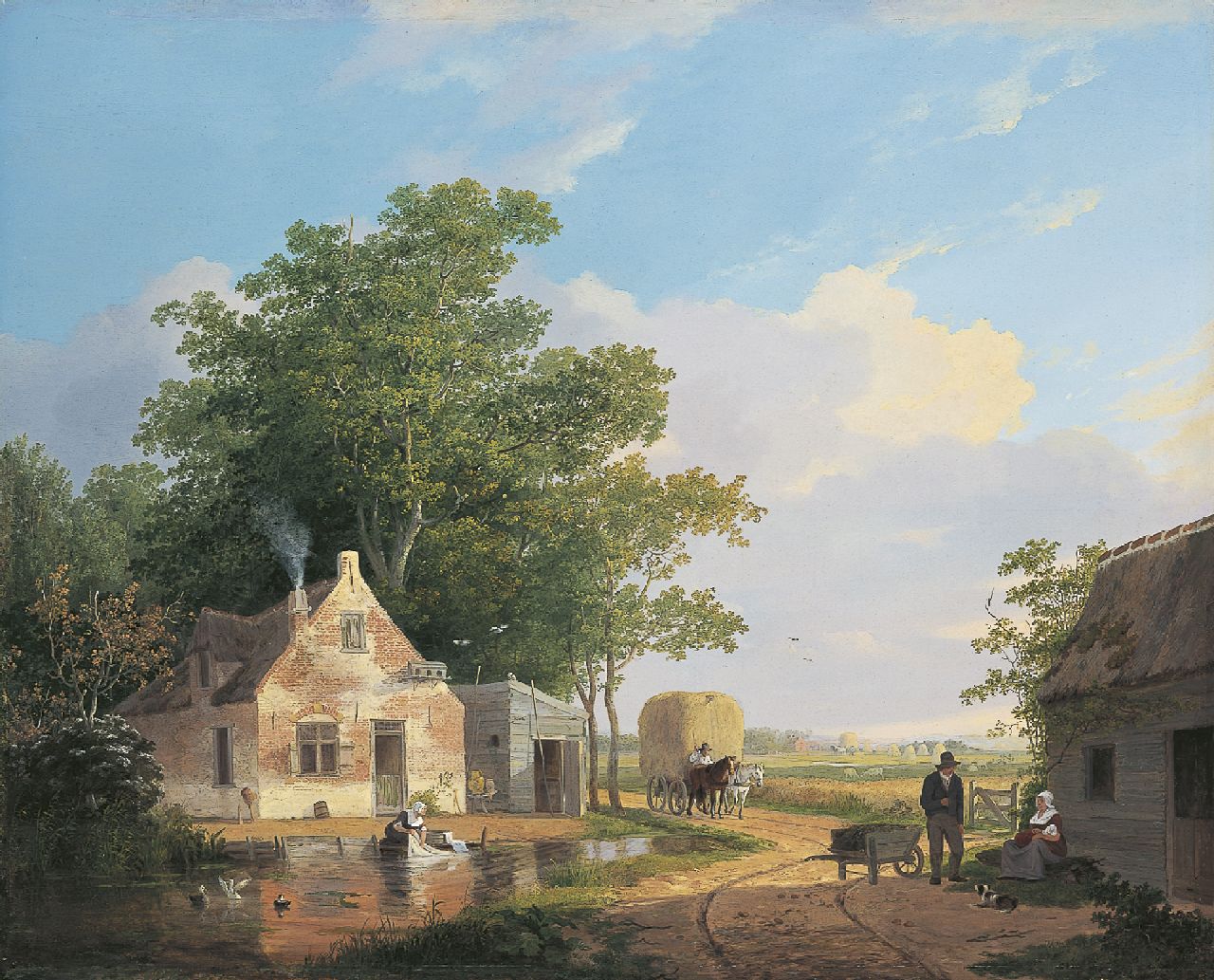 Stok J. van der | Jacobus van der Stok, Idyllic country side, Öl auf Holz 56,5 x 70,0 cm, signed r.c.