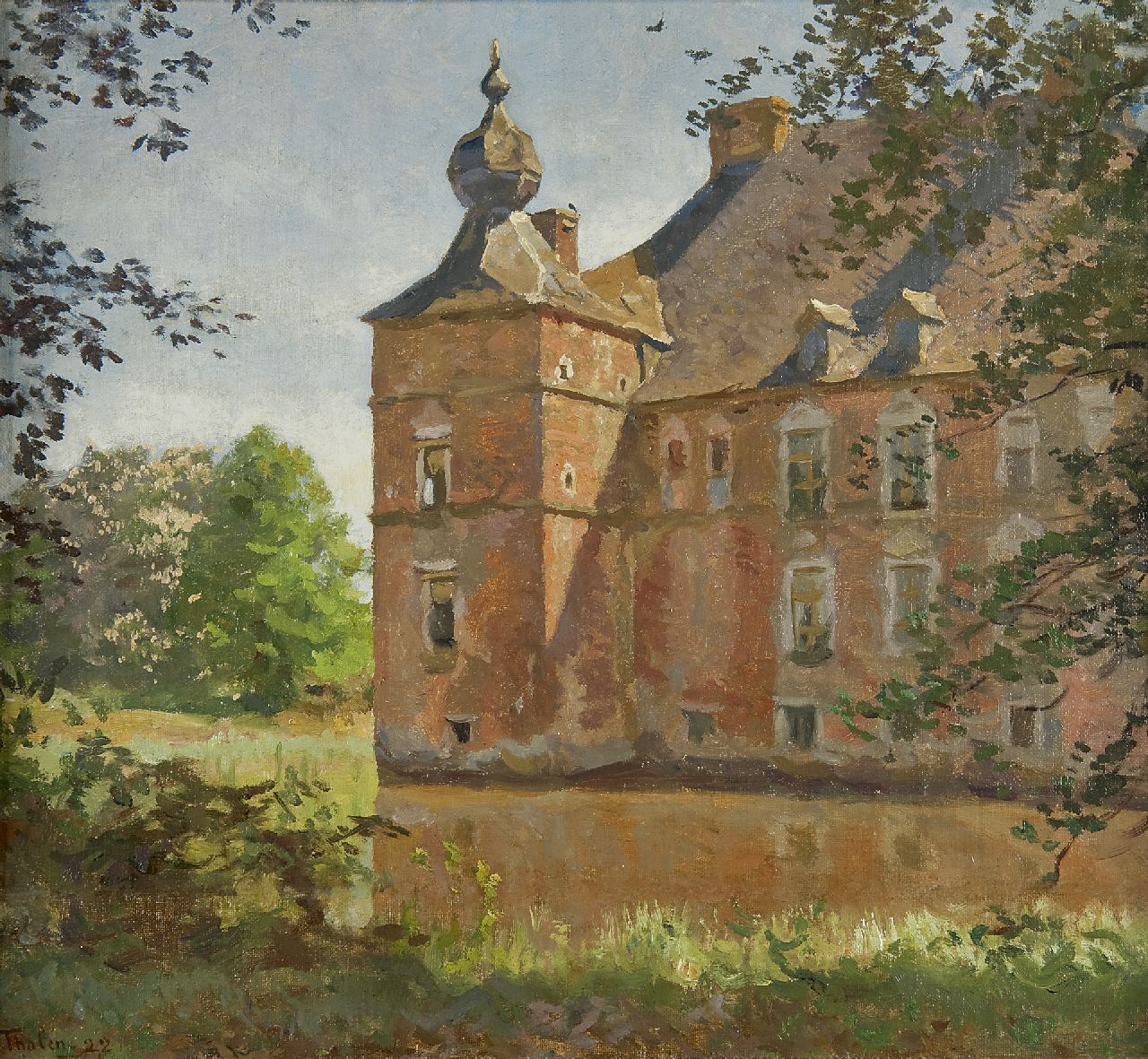 Tholen W.B.  | Willem Bastiaan Tholen, Die Cannenburg im Sommer, Öl auf Leinwand auf Holz 37,3 x 41,4 cm, Unterzeichnet l.u. und datiert '22'