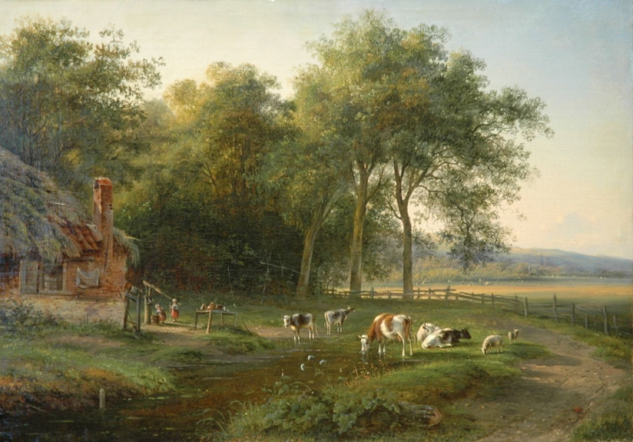 Ravenswaay J. van | Jan van Ravenswaay, Cattle in a summer landscape, Öl auf Leinwand 49,4 x 70,1 cm, signed l.r. (vague)