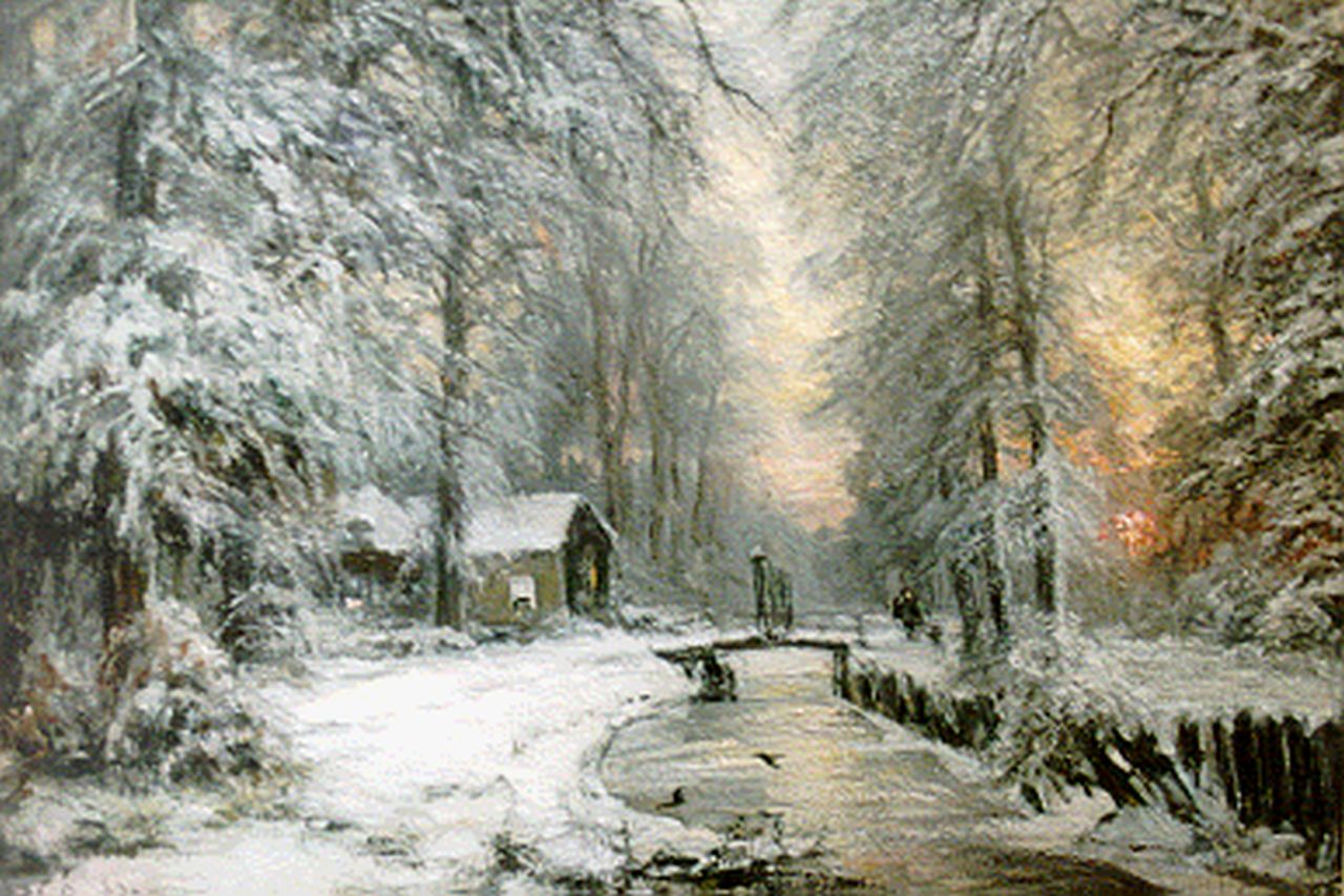 Apol L.F.H.  | Lodewijk Franciscus Hendrik 'Louis' Apol, A winter landscape by sunset, Öl auf Leinwand 57,0 x 82,1 cm, signed l.l.