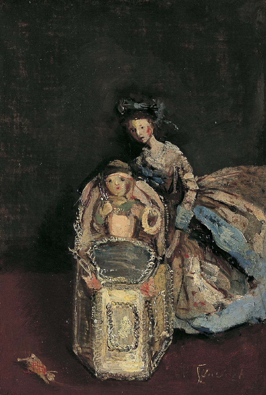 Ansingh M.E.G.  | Maria Elisabeth Georgina 'Lizzy' Ansingh, The precious chair, Öl auf Leinwand auf Holz 27,8 x 19,6 cm, signed l.r.