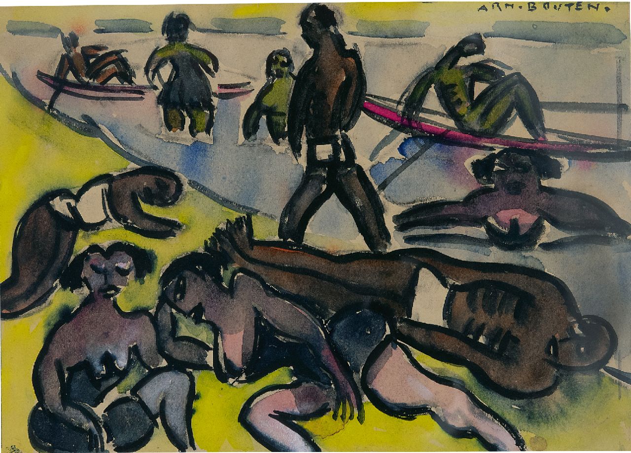 Armand Ferdinand Xavier Bouten | Schwimmer, Aquarell auf Papier, 15,5 x 21,7 cm, Unterzeichnet r.u. und zu datieren 20er Jahre