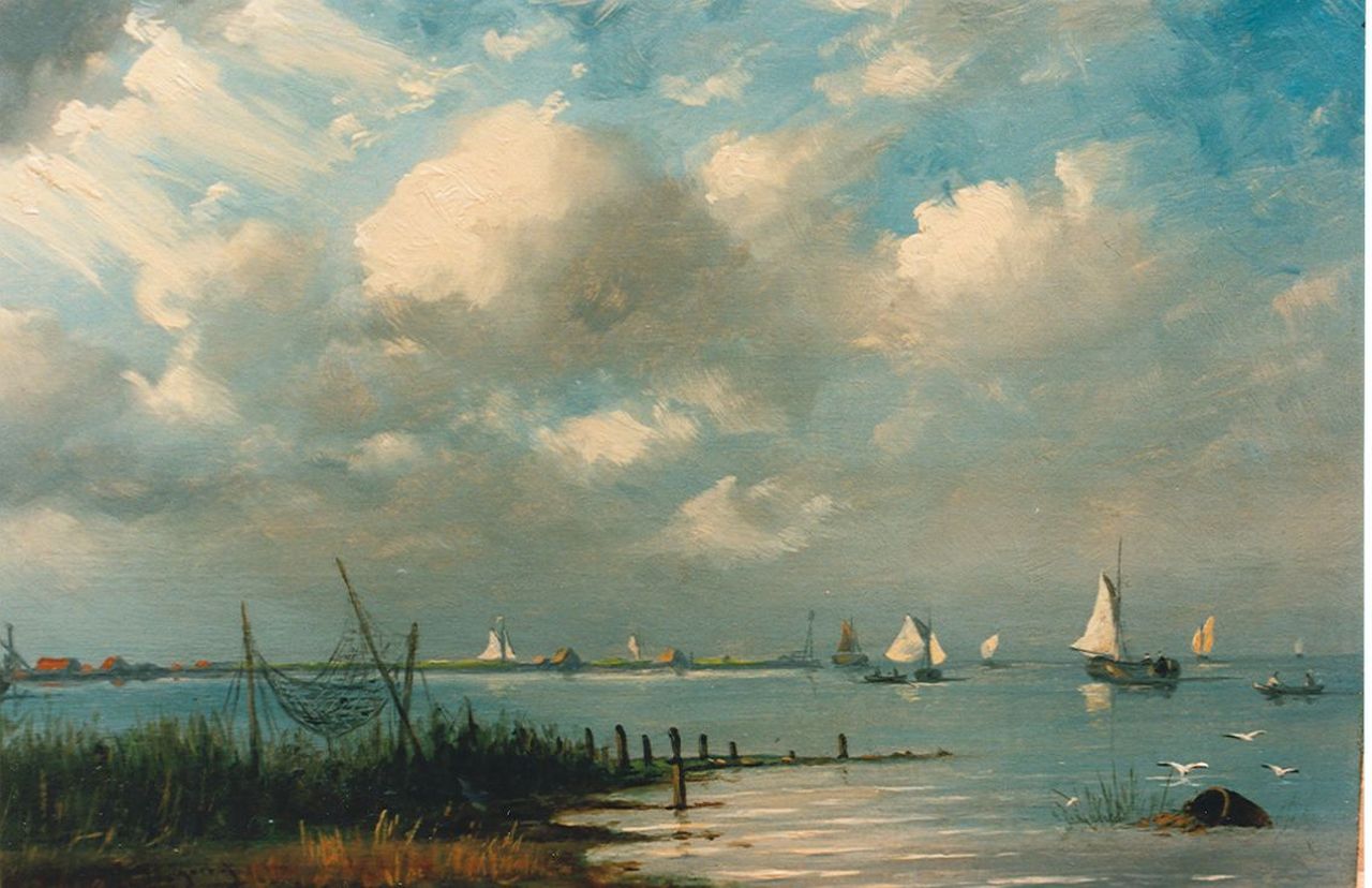 Wijdoogen N.M.  | Nicolaas Martinus Wijdoogen, Shipping on the Zuiderzee, Öl auf Holz 23,5 x 33,5 cm, signed l.l.