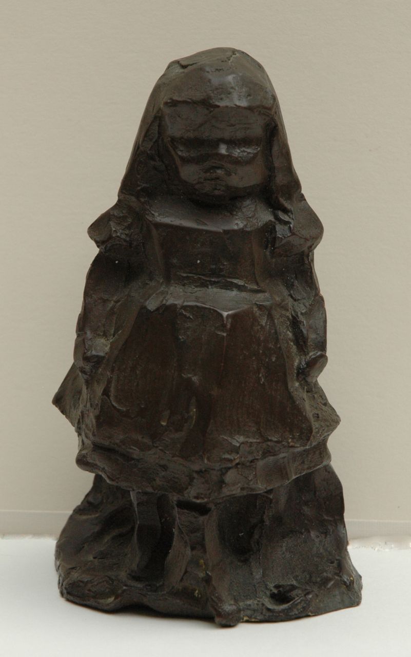 Zijl L.  | Lambertus Zijl, Mädchen mit Ball, Bronze 15,0 x 7,0 cm, datiert 7.Oct. '99 (1899)