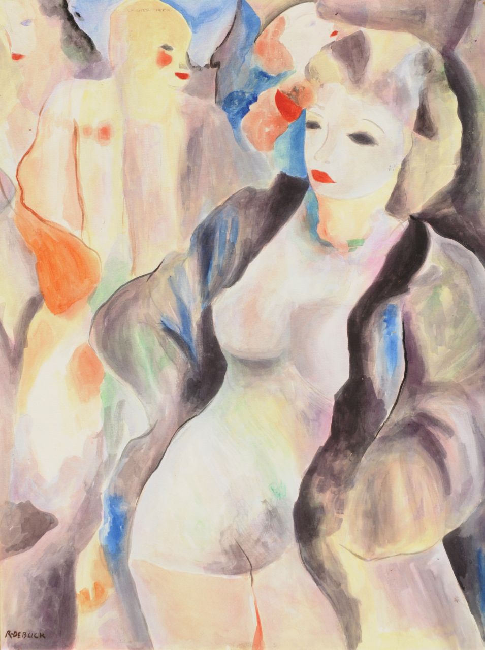 Buck R. de | Raphaël de Buck, Women in a bar, Aquarell auf Papier 60,0 x 46,7 cm, signed l.l.