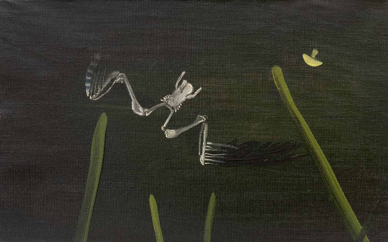 Tinus van Doorn | Wald mit Gerippe eines Vogels, Öl auf Leinwand, 25,5 x 40,4 cm, zu datieren um 1934-1938