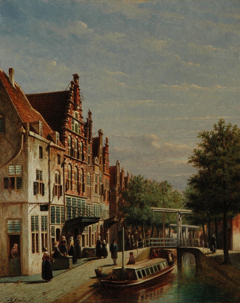 Vertin P.G.  | Petrus Gerardus Vertin, A Dutch town with the Huis met de Schopjes, Alkmaar, Öl auf Leinwand 63,1 x 50,9 cm, signed l.l.