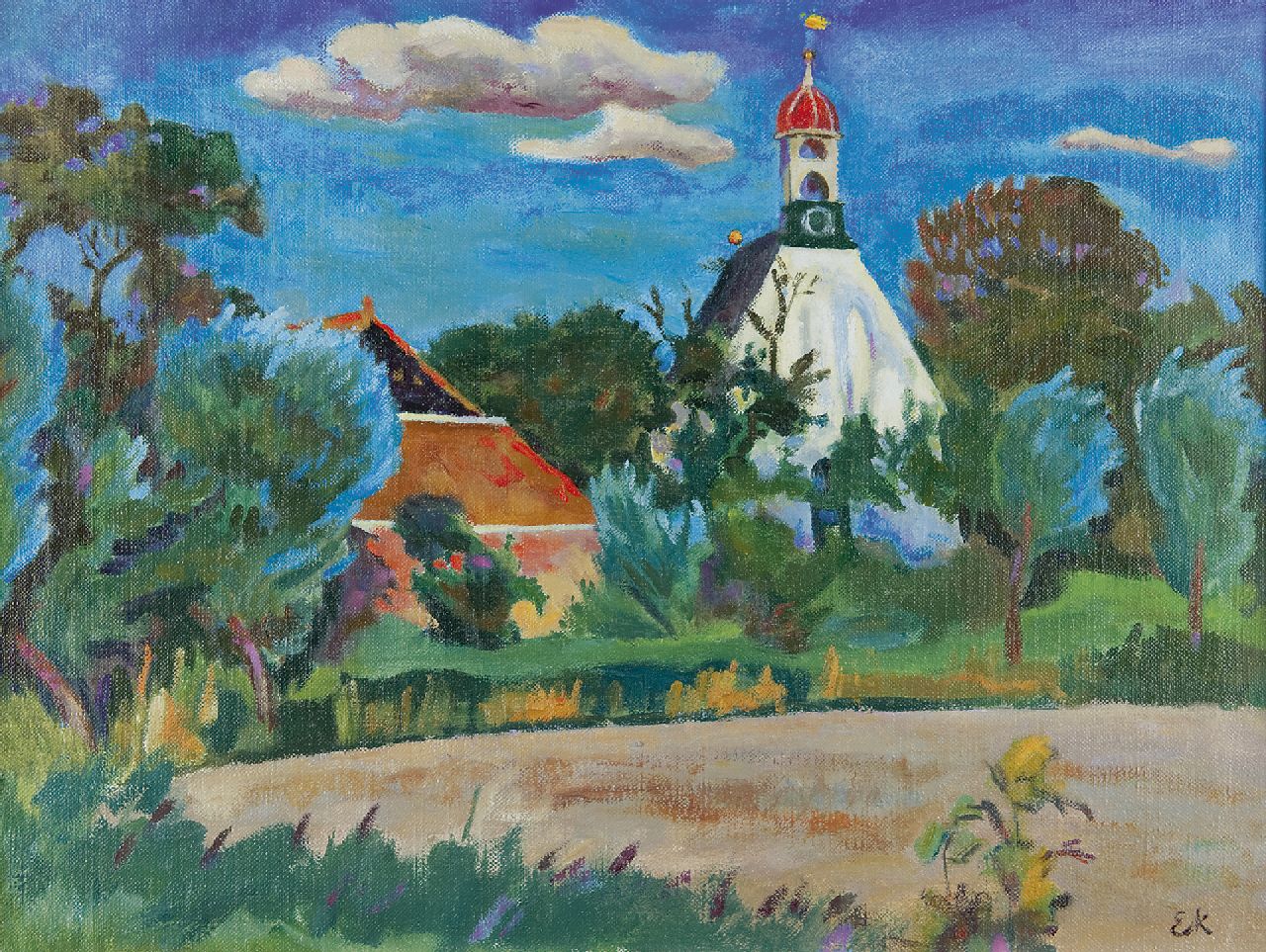 Kleima E.A.  | 'Ekke' Abel Kleima, Kirche von Breede, Öl auf Leinwand 46,3 x 61,1 cm, Unterzeichnet r.u. mit Initialen und zu datieren um 1938-1940