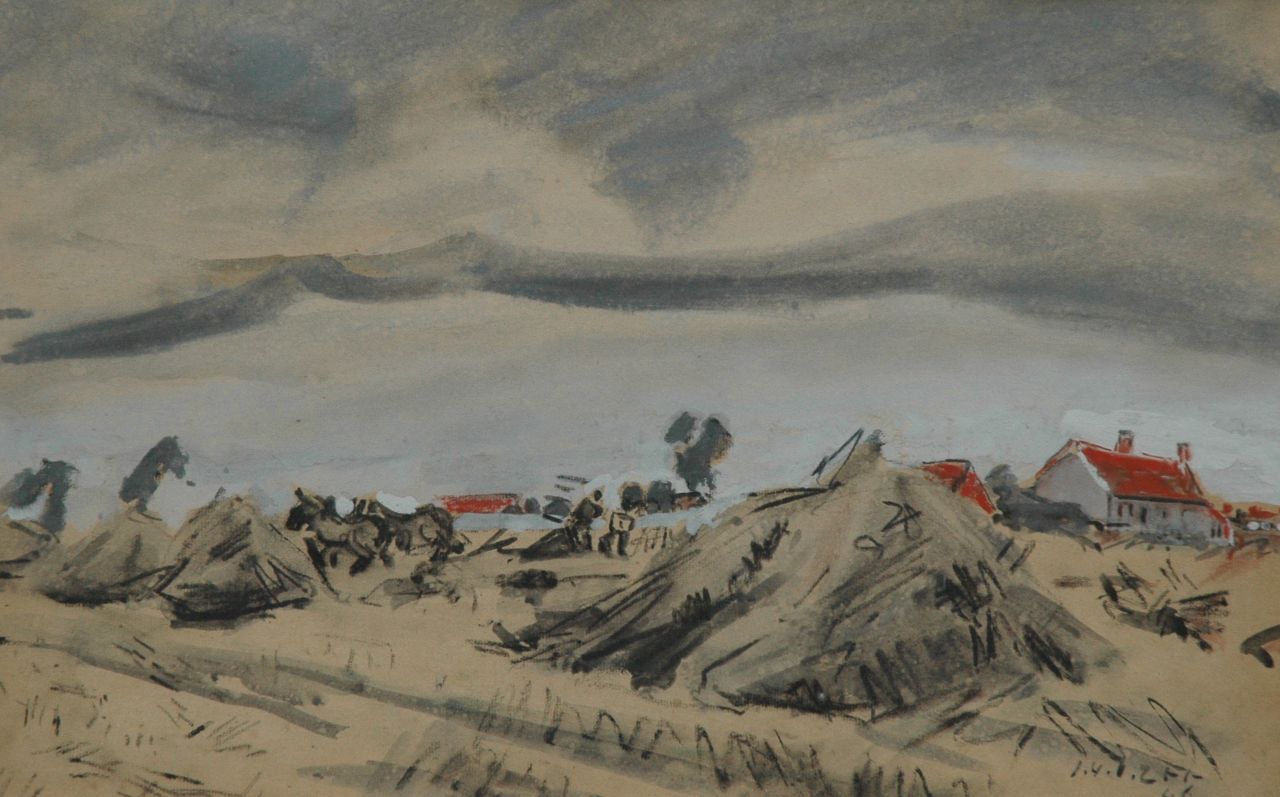 Zee J. van der | Jan van der Zee, Farmers at work, Kreide, Aquarell und Gouache auf Papier 31,5 x 50,0 cm, signed l.r. und dated '46