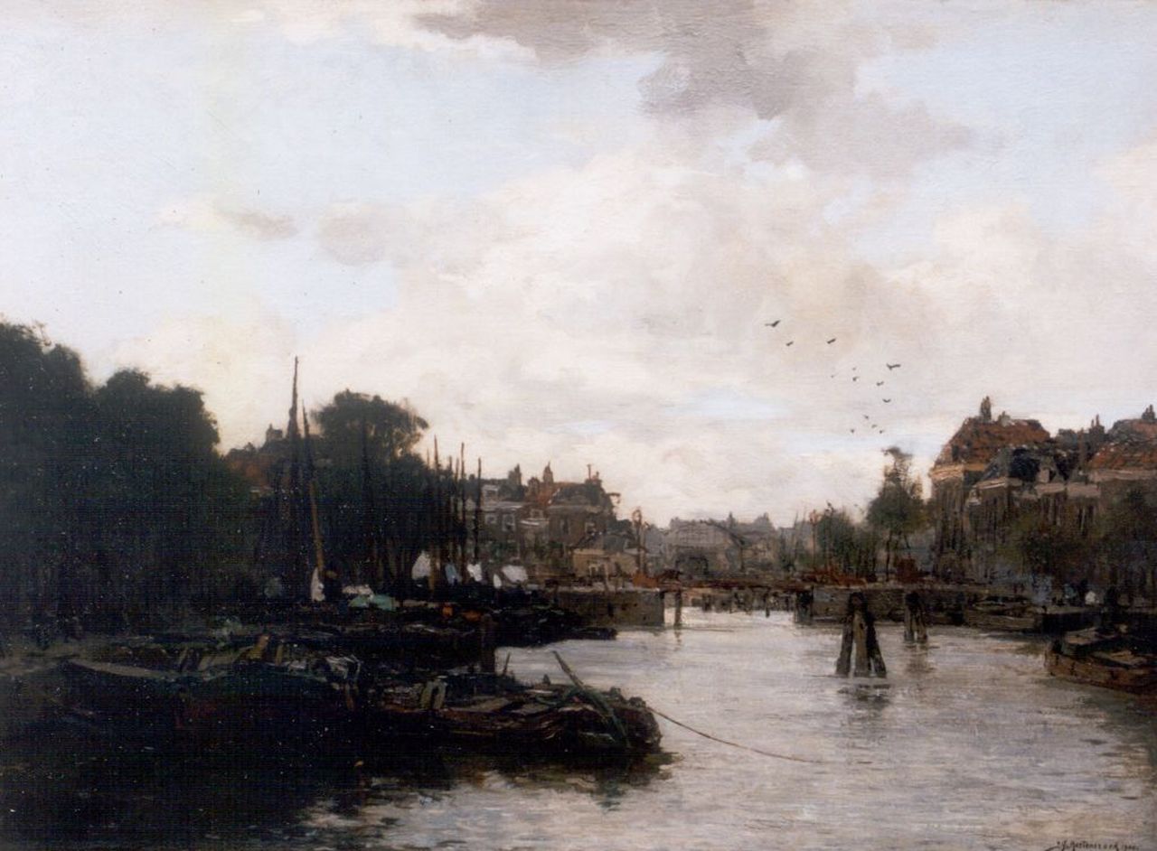 Mastenbroek J.H. van | Johan Hendrik van Mastenbroek, A harbour view, Öl auf Leinwand 37,0 x 51,0 cm, signed l.r. und dated 1900