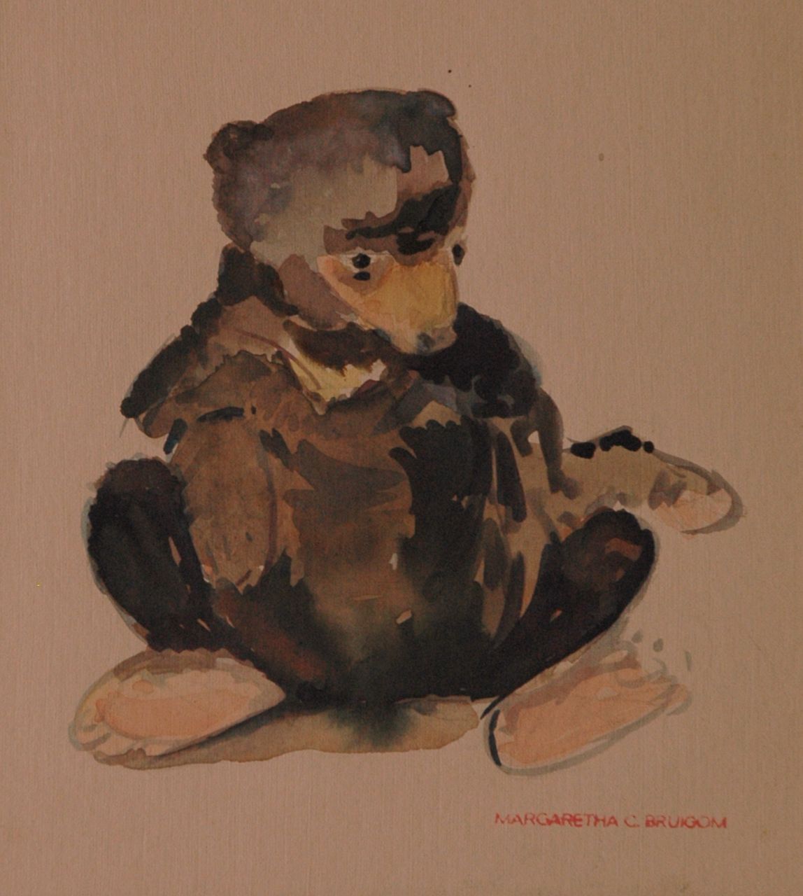 Bruigom M.C.  | Margaretha Cornelia 'Greta' Bruigom, A bear, Aquarell auf Papier 22,1 x 17,8 cm, signed l.r. with artist's stamp