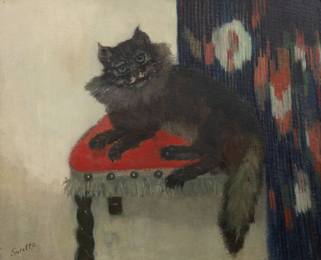 Sorella | Die Katze Woollha, Öl auf Malereifaser, 59,2 x 71,2 cm, Unterzeichnet l.u.
