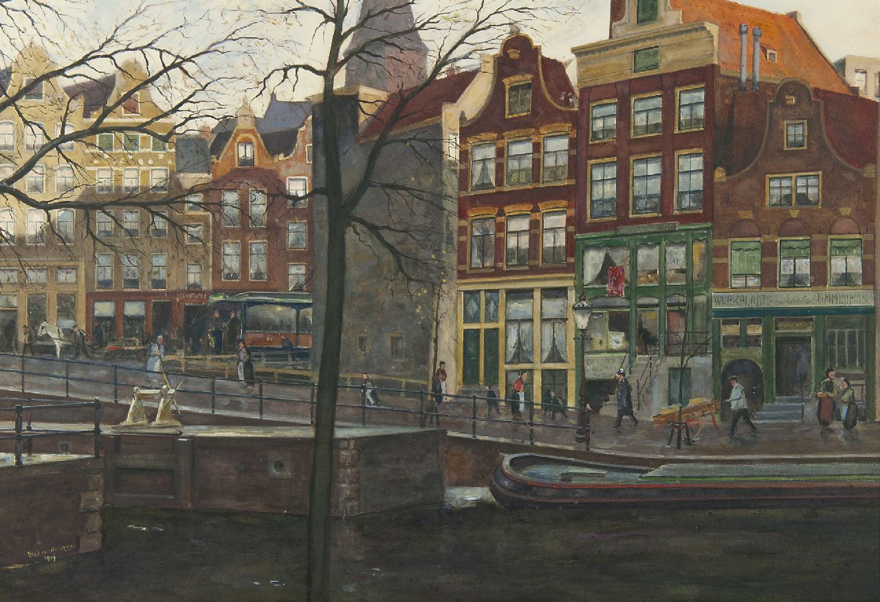 Haaren D.J. van | 'Dirk' Johannes van Haaren, Prinsengracht, Amsterdam, Aquarell auf Papier 45,5 x 66,0 cm, Unterzeichnet l.u. und datiert 1907