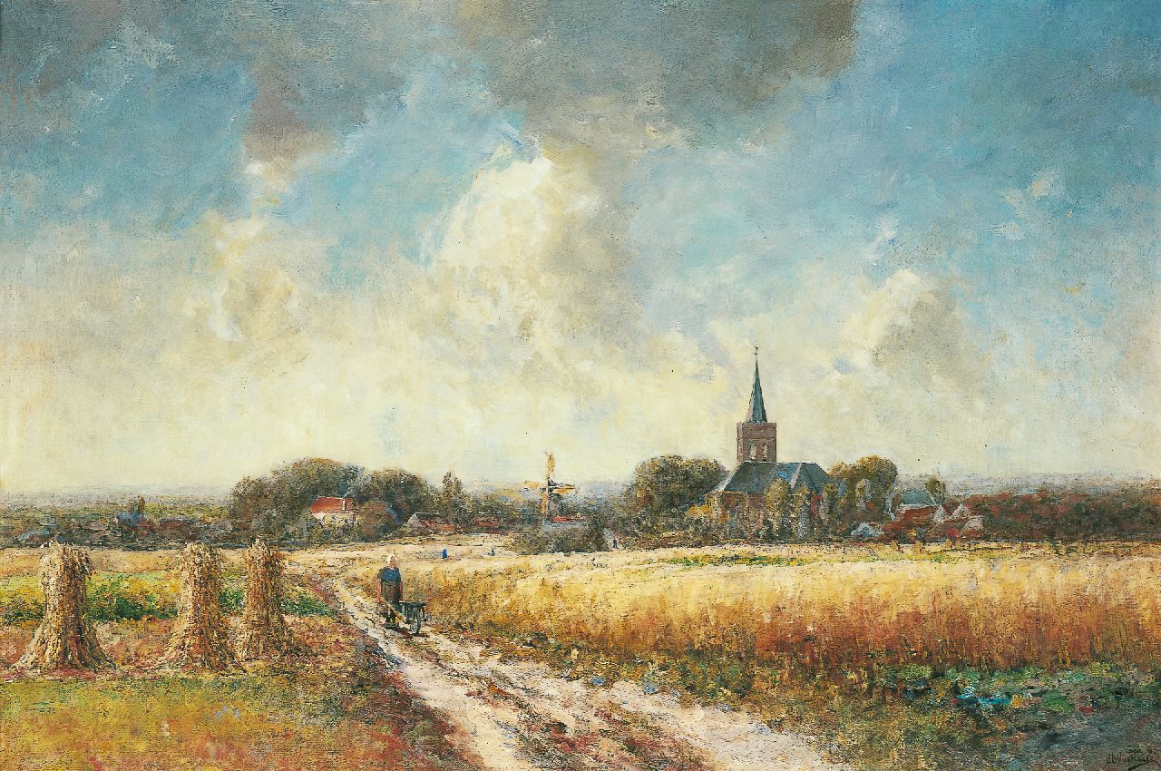 Wijsmuller J.H.  | Jan Hillebrand Wijsmuller, A view of Ede from the Paasberg, in summer, Öl auf Leinwand 70,9 x 105,2 cm, signed l.r. und dated 'Ede 1920'