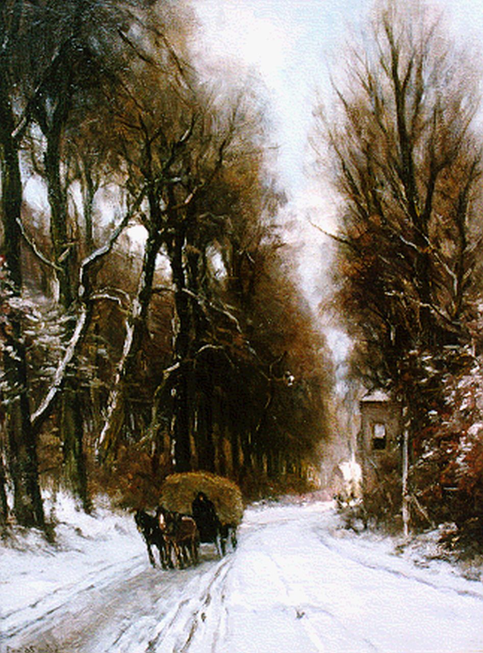 Apol L.F.H.  | Lodewijk Franciscus Hendrik 'Louis' Apol, A hay-wagon in a snow-covered landscape, Öl auf Leinwand 70,2 x 55,4 cm, signed l.l.