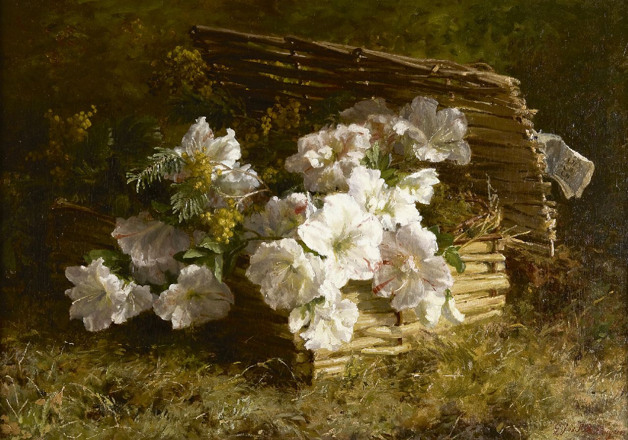 Sande Bakhuyzen G.J. van de | 'Gerardine' Jacoba van de Sande Bakhuyzen, Flower stillife, Öl auf Leinwand 48,0 x 68,3 cm, signed l.r.
