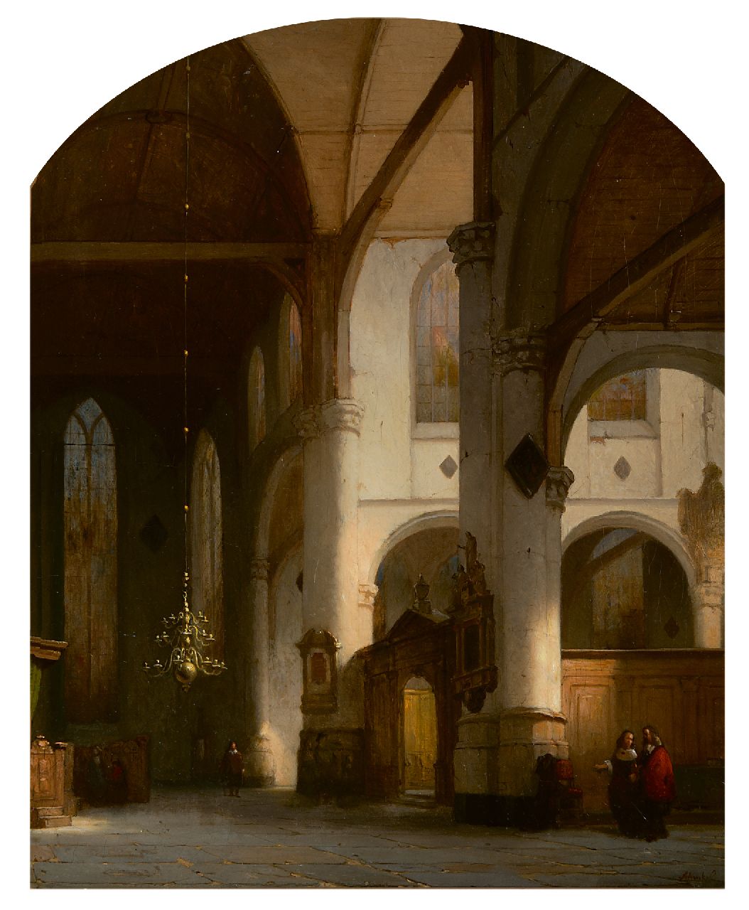 Schenkel J.J.  | Jan Jacob Schenkel, Innenraum der St. Janskerk in Gouda, Öl auf Leinwand 52,0 x 44,2 cm, Unterzeichnet u.r. und   verkocht