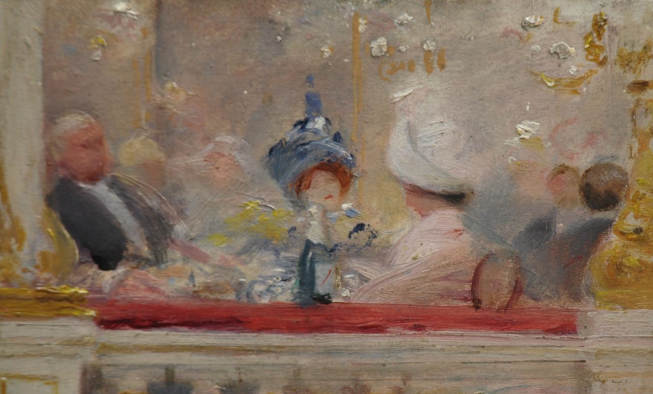 Guillaume A.  | Albert Guillaume, The soiree, Öl auf Holz 7,8 x 12,8 cm, signed l.r. remains of signature