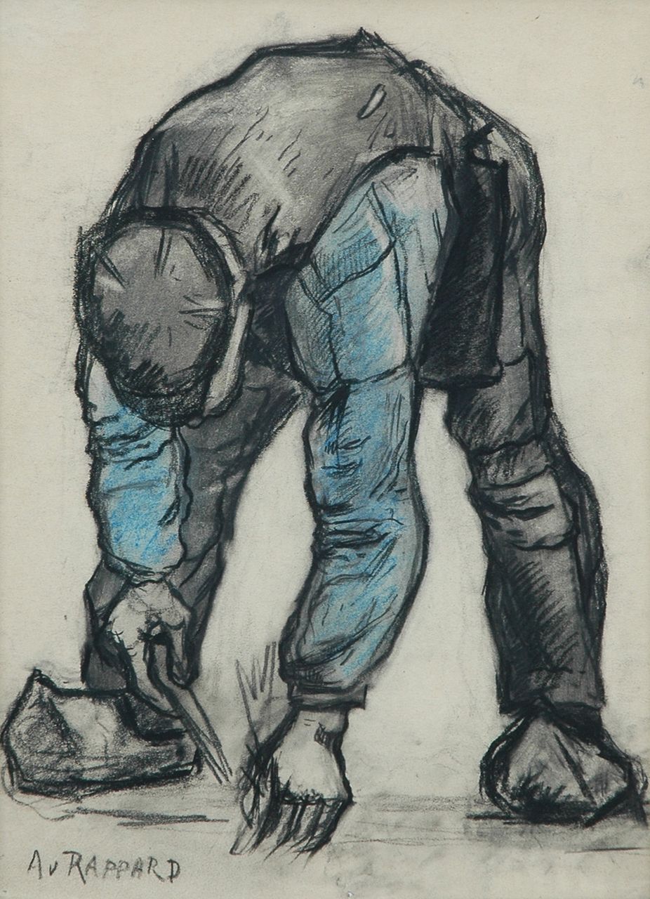 Rappard A.G.A. van | 'Anthon' Gerhard Alexander van Rappard, A farmer at work, Holzkohle und Pastell auf Papier 34,2 x 24,7 cm, signed l.l. und painted circa 1880-1890 Rappard A.G.A. van | 'Anthon' Gerhard Alexander van Rappard, A farmer at work, Holzkohle und Pastell auf Papier 34,2 x 24,7 cm, signed l.l. und painted circa 1880-1890
