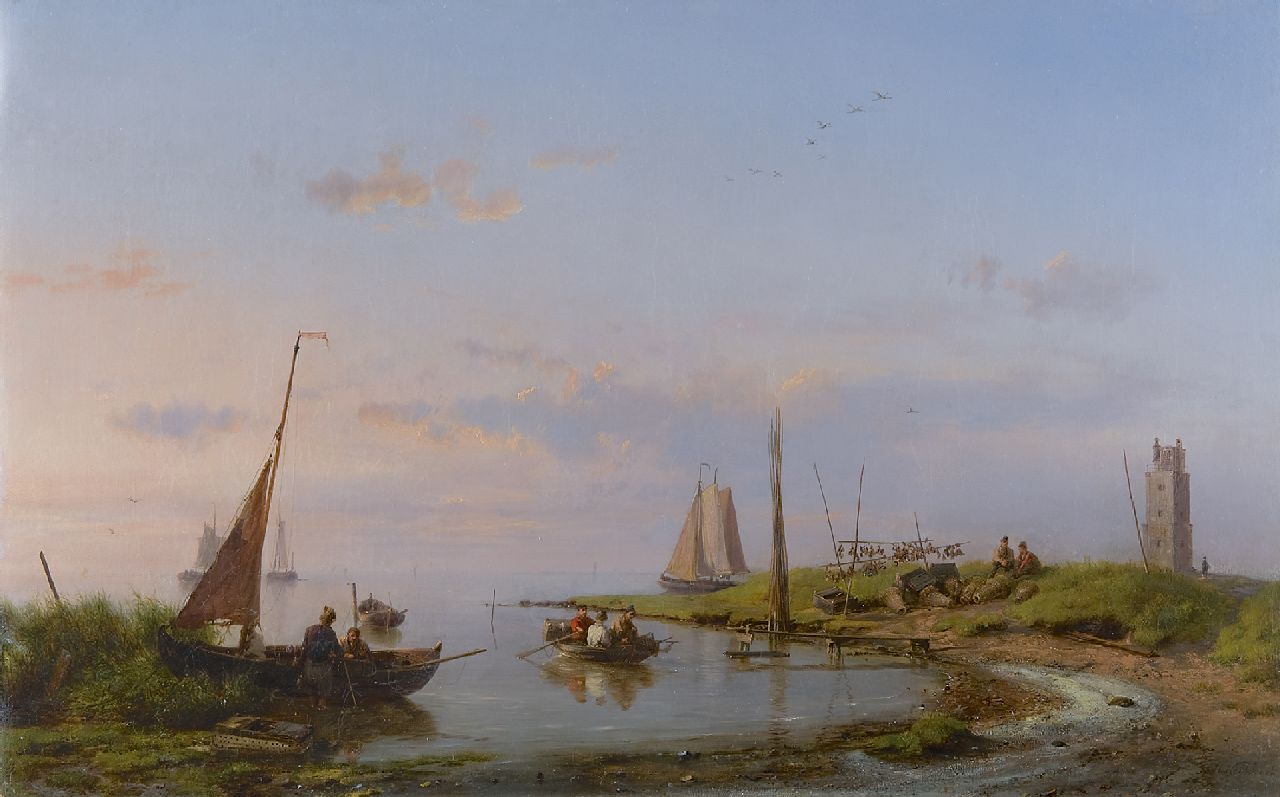 Koekkoek H.  | Hermanus Koekkoek, Ein schöner Tag am Zuiderzee, Öl auf Leinwand 37,2 x 58,6 cm, Unterzeichnet r.u. und datiert 1869