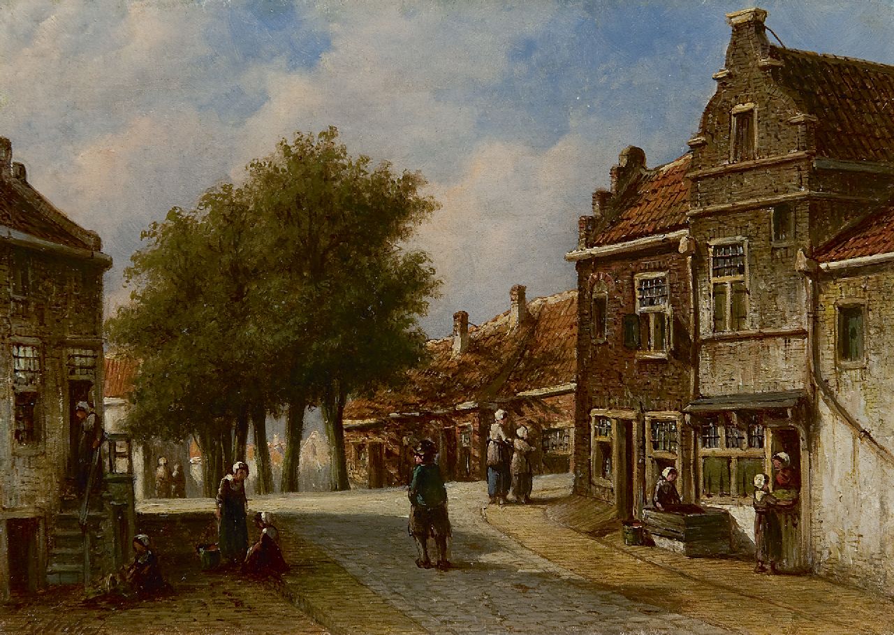 Vertin P.G.  | Petrus Gerardus Vertin, Stadtansicht Enkhuizen, Öl auf Holz 17,5 x 24,5 cm, Unterzeichnet l.u.