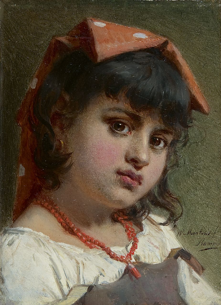 Martens W.J.  | Willem Johann Martens, Jeune Italienne, Öl auf Holz 21,6 x 15,8 cm, signed l.r.