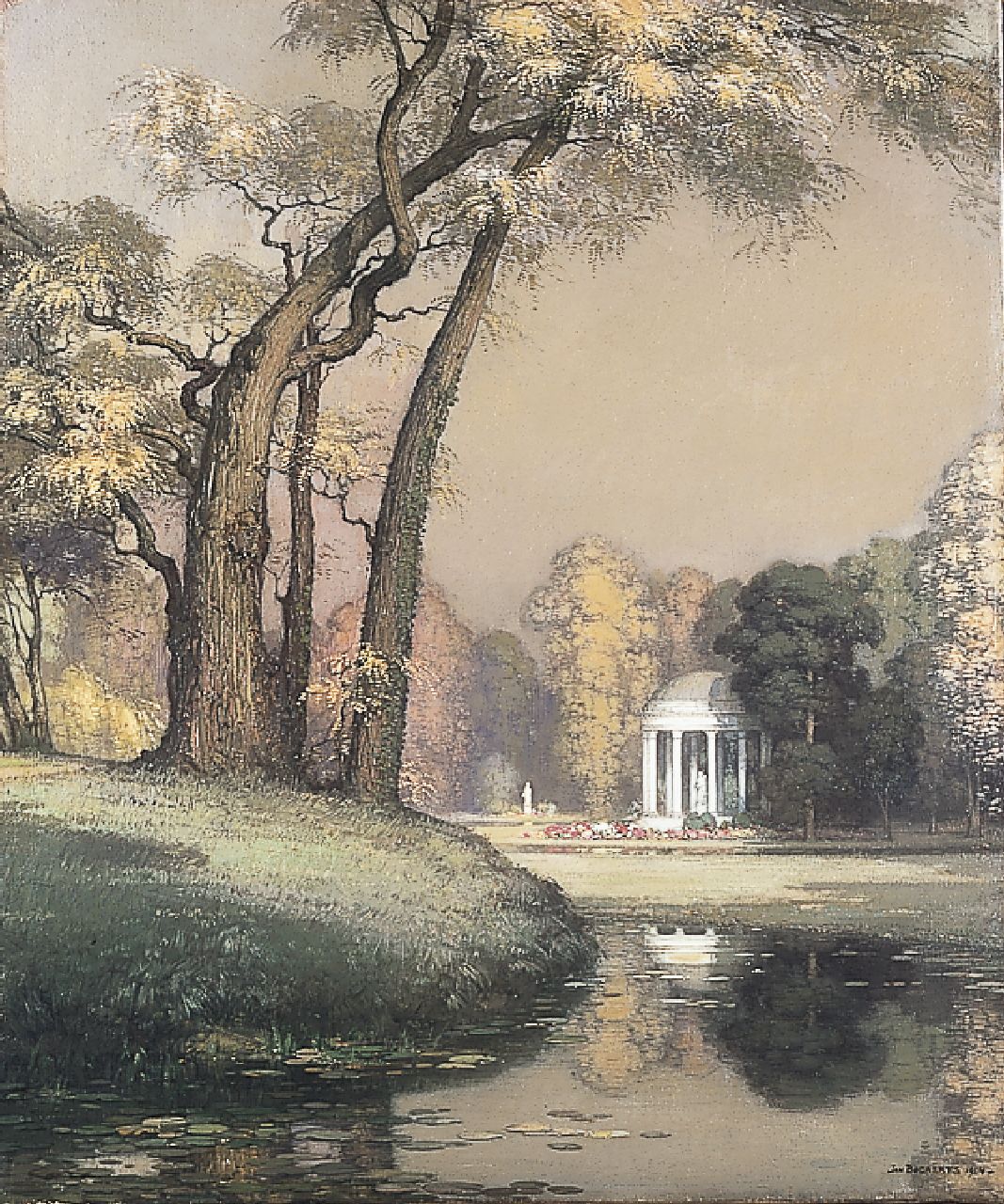 Bogaerts J.J.M.  | Johannes Jacobus Maria 'Jan' Bogaerts, A pond at Versailles, Öl auf Leinwand 60,4 x 50,3 cm, signed l.r. und dated 1914