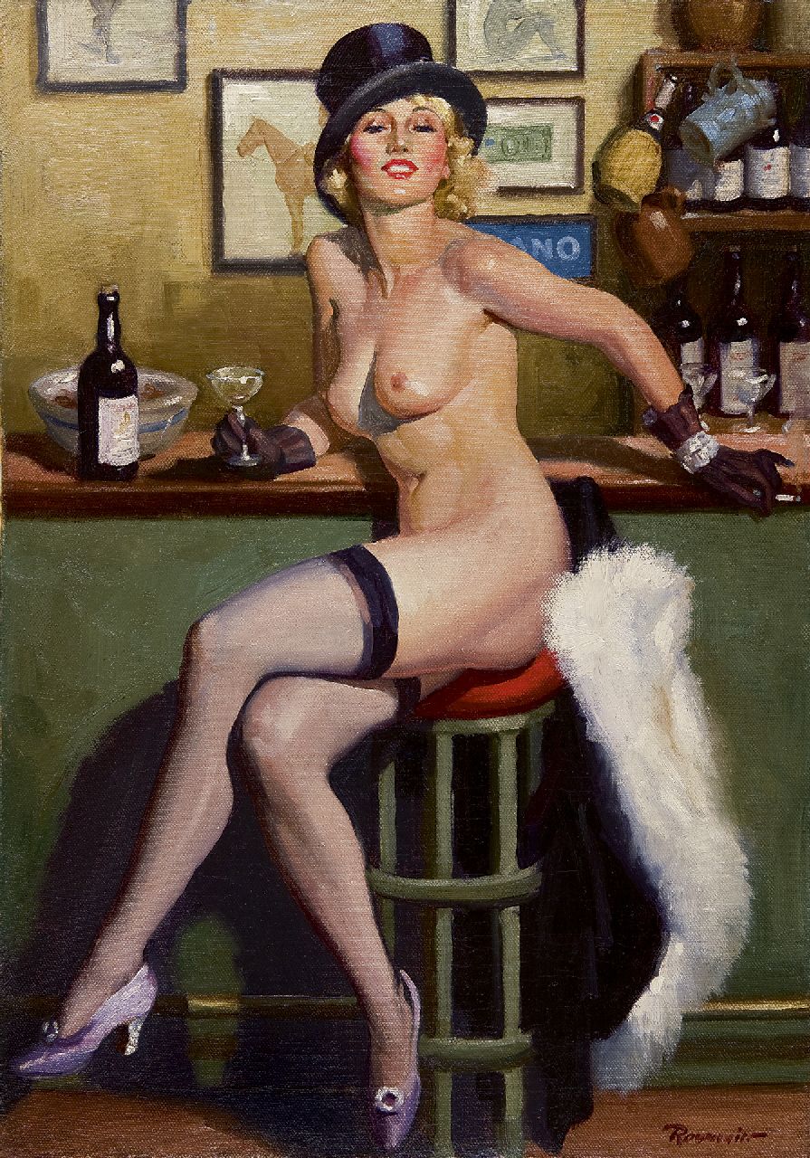 William Reusswig | Entertainment an der Bar, Öl auf Leinwand, 71,6 x 51,1 cm, Unterzeichnet r.u. und zu datieren Jahre '30