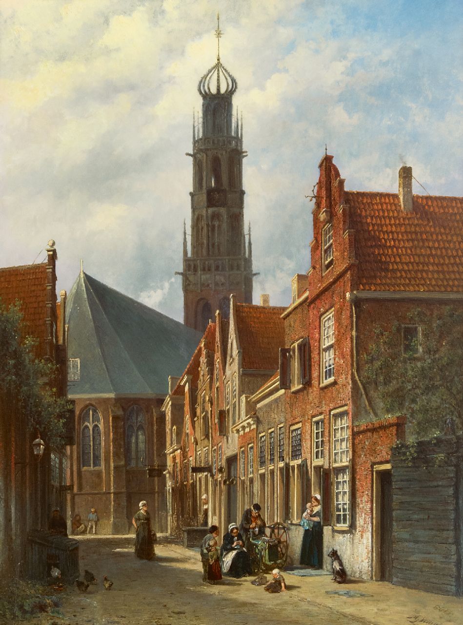 Vertin P.G.  | Petrus Gerardus Vertin | Gemälde zum Verkauf angeboten | Ansicht auf Haarlem mit der Bakenesserkirche, Öl auf Holz 85,3 x 64,9 cm, Unterzeichnet r.u. (beide) und zu datieren 1877-1878