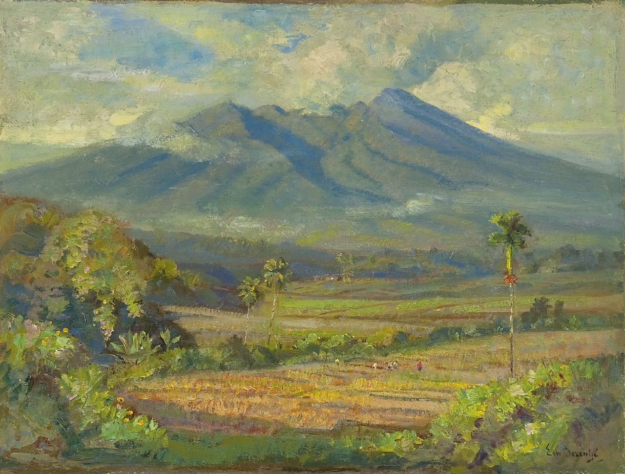 Dezentjé E.  | Ernest Dezentjé, Sawahs, Indonesia, Öl auf Holzfaser 37,5 x 49,5 cm, signed l.r.