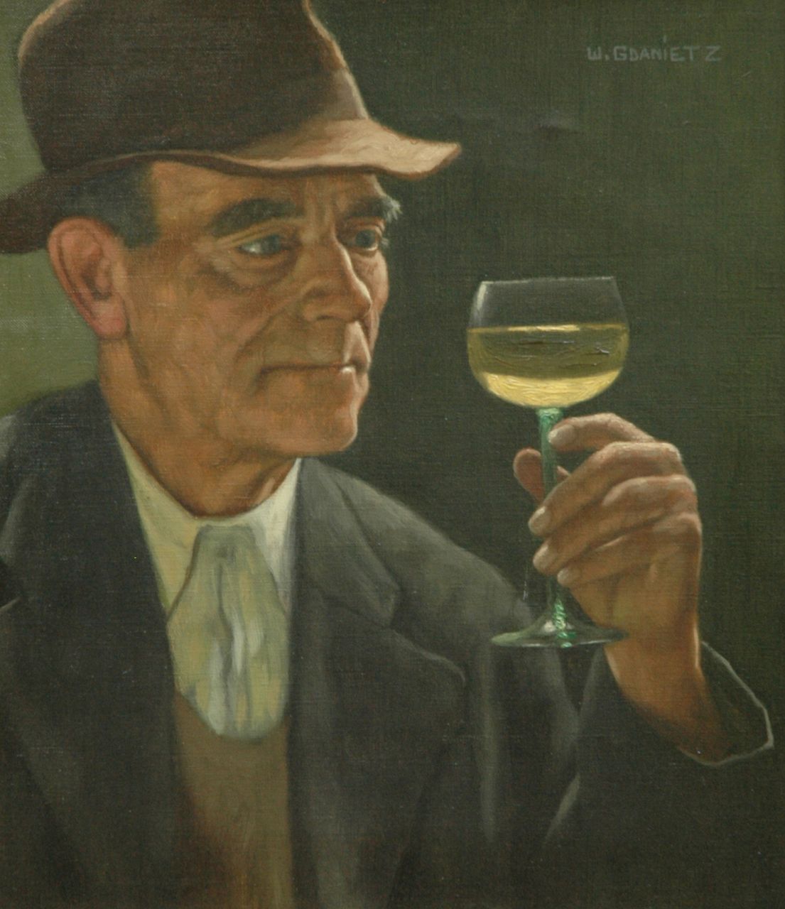 Wilhelm Gdanietz | The good judge of wine, Öl auf Leinwand, 46,6 x 40,7 cm, signed u.r.