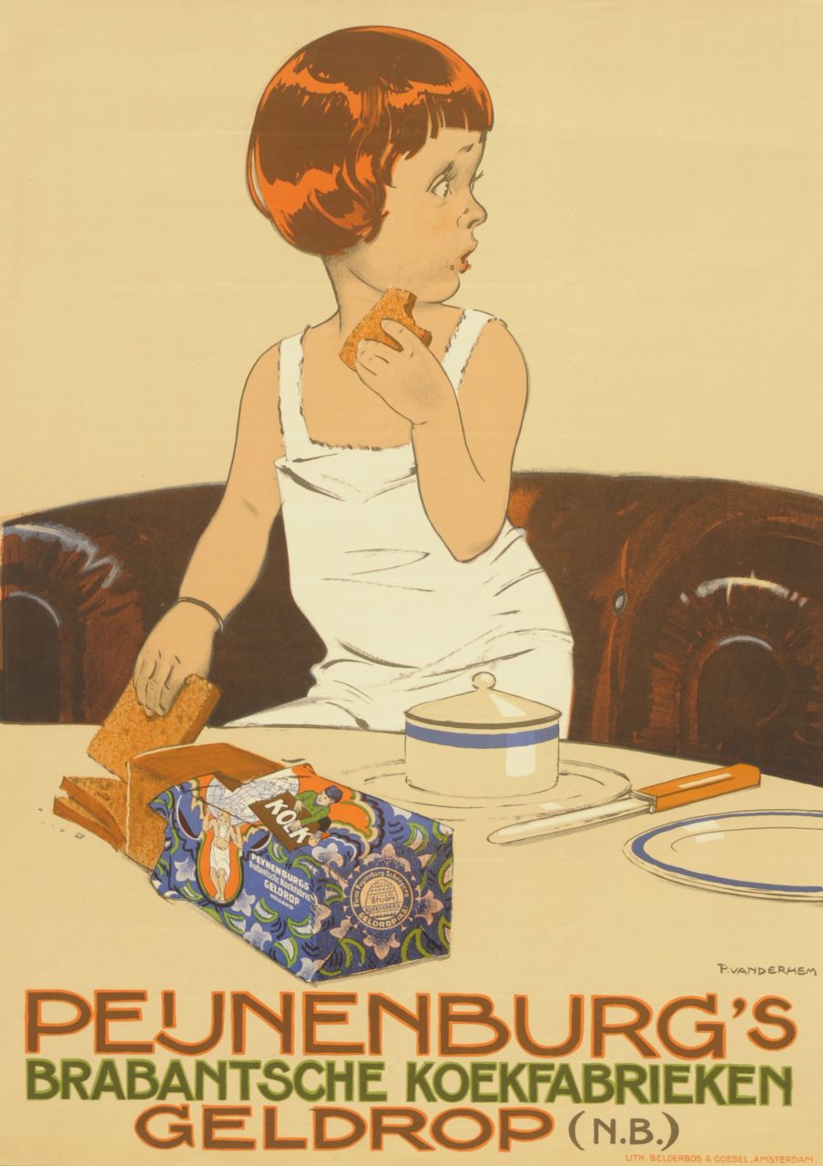 Hem P. van der | Pieter 'Piet' van der Hem, Poster 'Peijnenburg's Brabantsche koekfabrieken', Farbsteindruck auf Poster 62,2 x 45,0 cm, signed l.r. on the stone