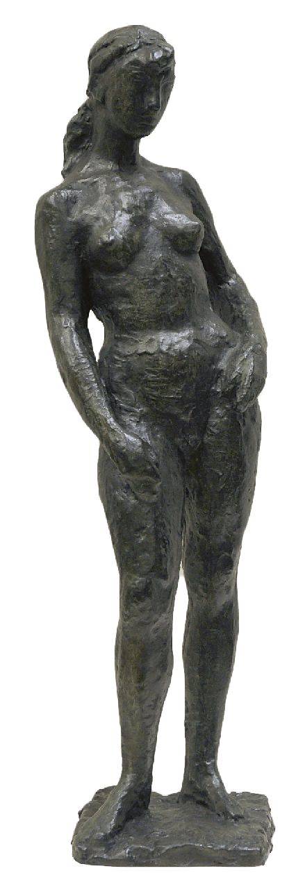 Mari Andriessen | Weiblicher Akt, stehend, Bronze, 88,0 x 26,0 cm, Unterzeichnet mit Monogramm auf Basis