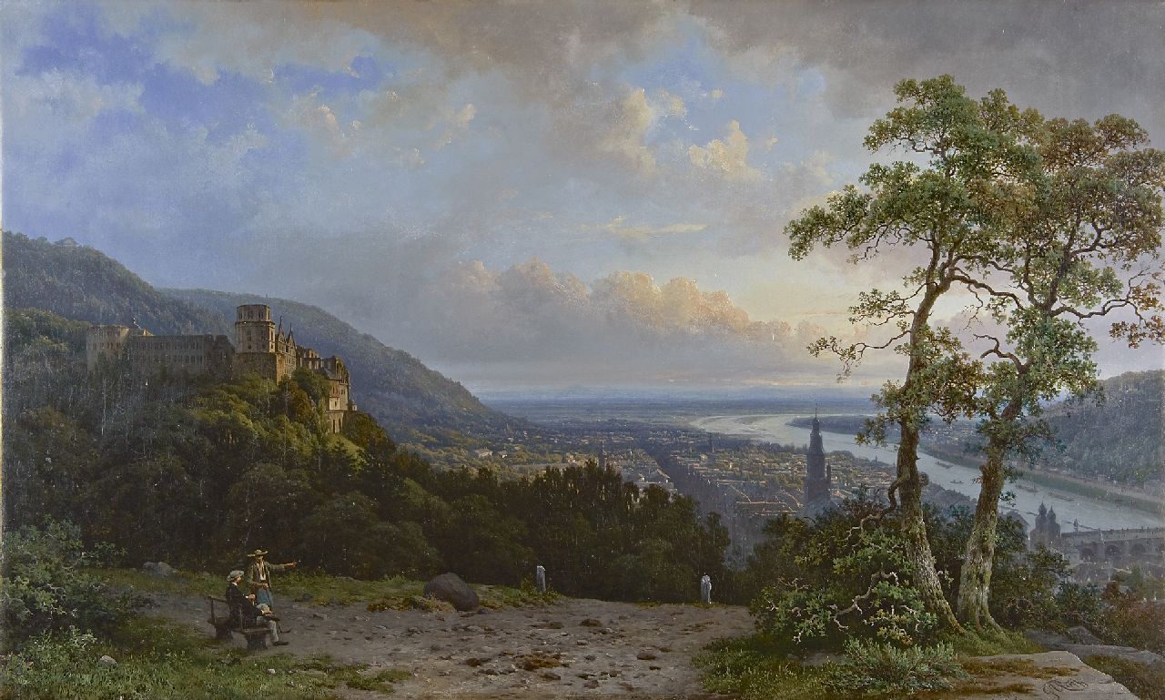 Roth G.A.  | George Andries Roth, View at Heidelberg with the 'Slot Heidelberg', Öl auf Leinwand 61,6 x 102,0 cm, signed l.r.