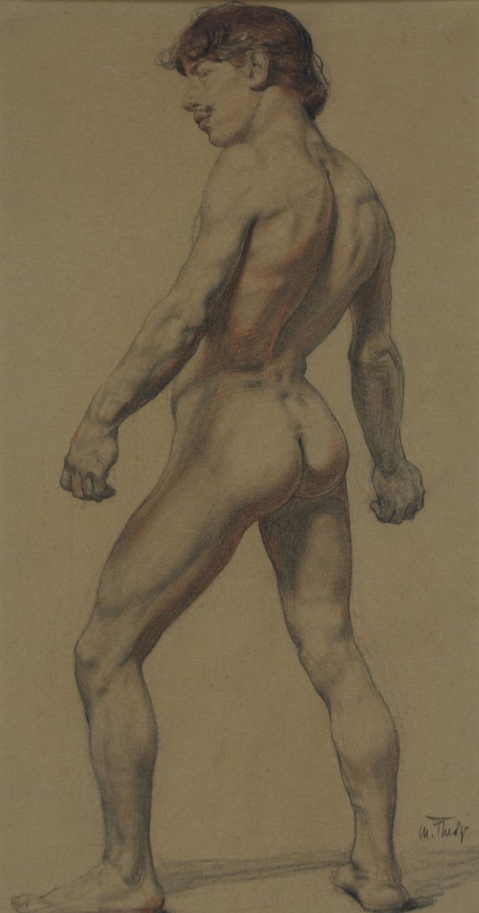 Max Thedy | Akademiestudie, Holzkohle und Kreide auf Papier, 32,8 x 17,5 cm, Unterzeichnet r.u.