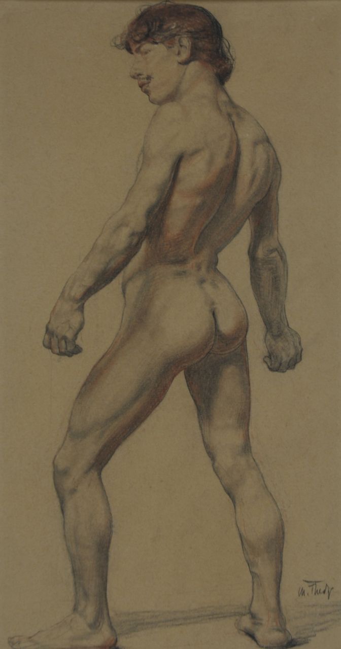 Thedy M.E.G.  | Maximilian Eduard Gallus 'Max' Thedy | Aquarelle und Zeichnungen zum Verkauf angeboten | Akademiestudie, Holzkohle und Kreide auf Papier 32,8 x 17,5 cm, Unterzeichnet r.u.