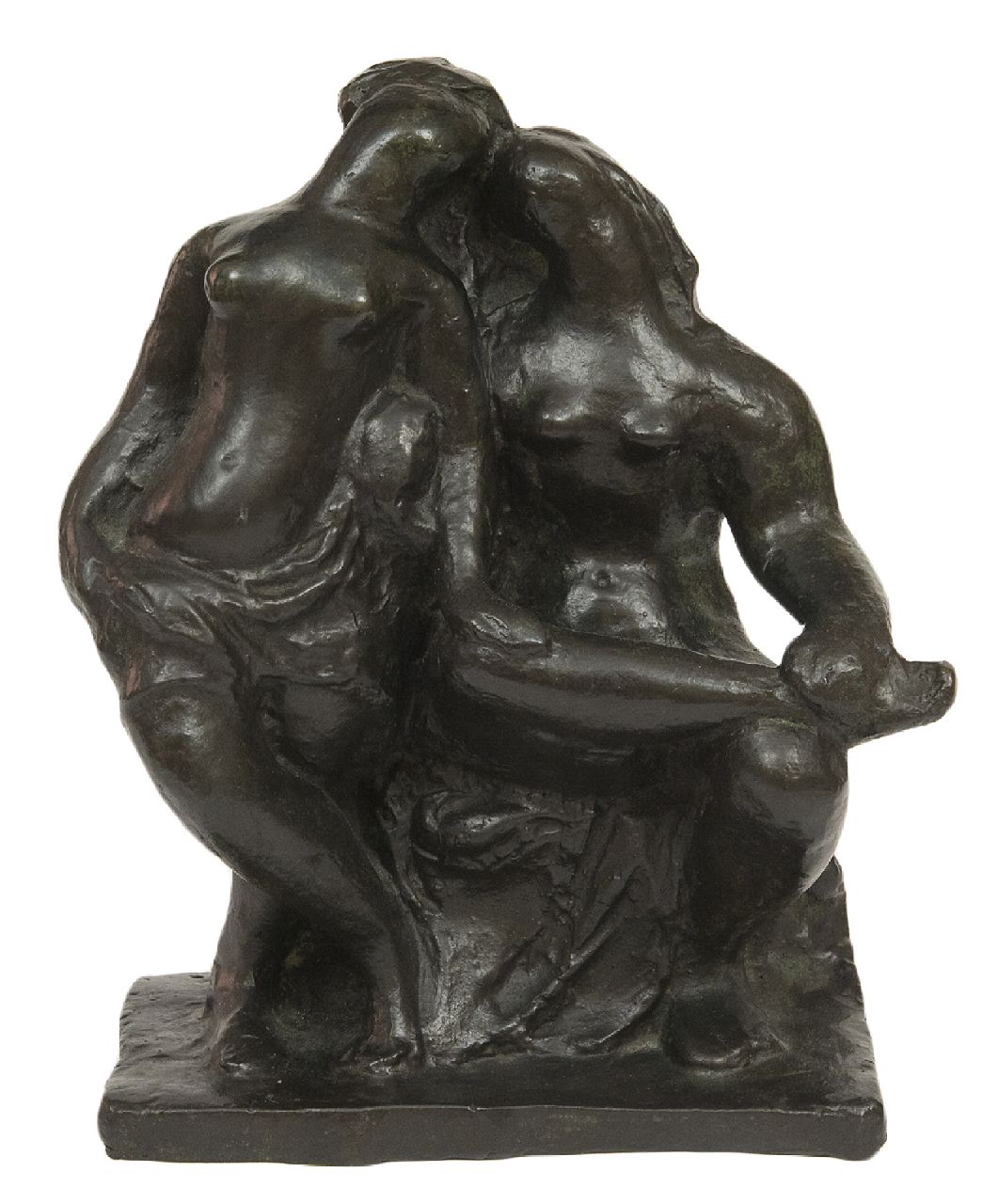 Pallandt Ch.D. van | Charlotte Dorothée van Pallandt | Skulpturen und Objekte zum Verkauf angeboten | Zwei Freundinnen, Bronze 21,9 x 18,6 cm, Unterzeichnet an der Seite der Basis und zu datieren um 1941