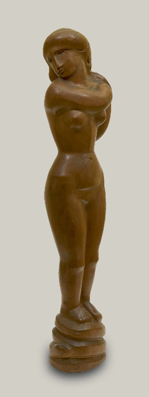 Nel Klaassen | Eve standing on a snake, Holz, 52,6 x 12,2 cm, signed with monogram on bottom side und to be dated ca. 1928