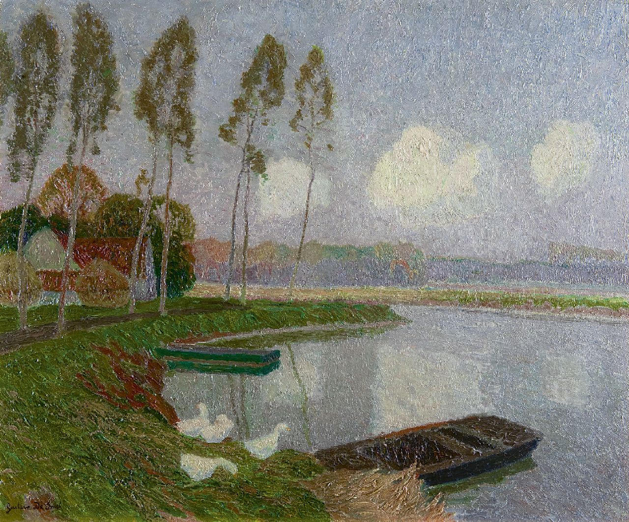 Smet G. de | Gustave de Smet, Along the river Leie, near Sint-Martens-Latem, Öl auf Leinwand 50,5 x 60,9 cm, signed l.l. und executed ca. 1913-1914