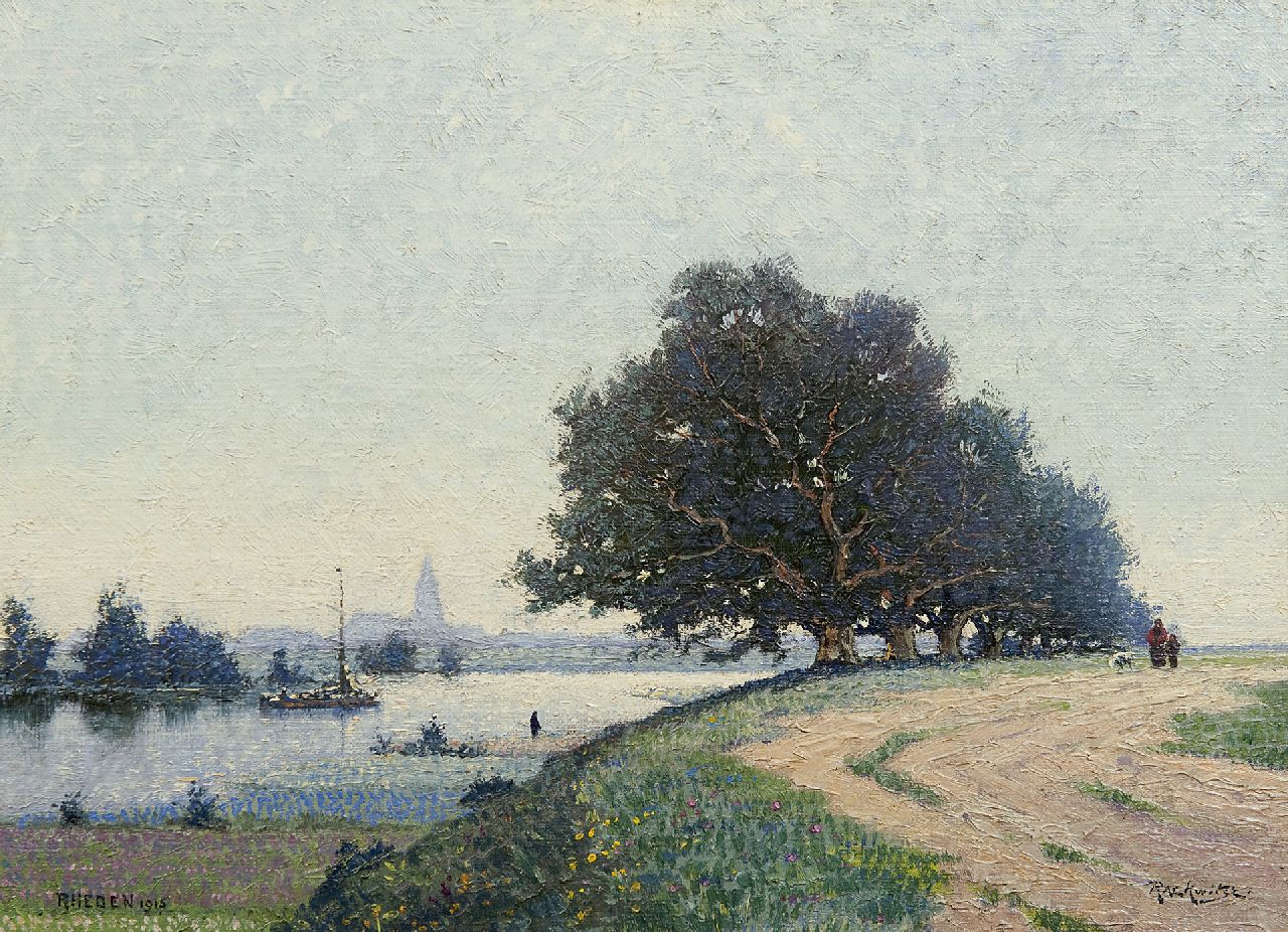 Frederik Rackwitsz | A view of the IJssel near Rheden, Öl auf Leinwand, 27,2 x 37,5 cm, signed l.r. und dated 1915