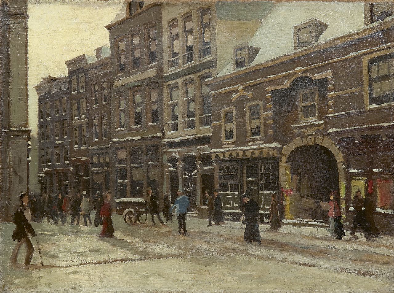Jongh M.J. de | Martinus Johannes 'Tinus' de Jongh, A view of Amsterdam in winter, Öl auf Leinwand 30,4 x 40,3 cm