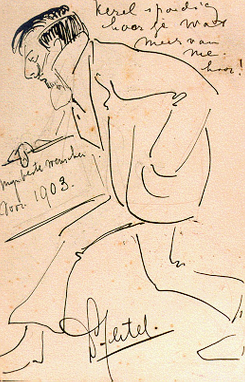 Gestel L.  | Leendert 'Leo' Gestel, The season's greetings 1903, Feder und Bleistift auf Papier 14,0 x 9,0 cm, signed l.c.
