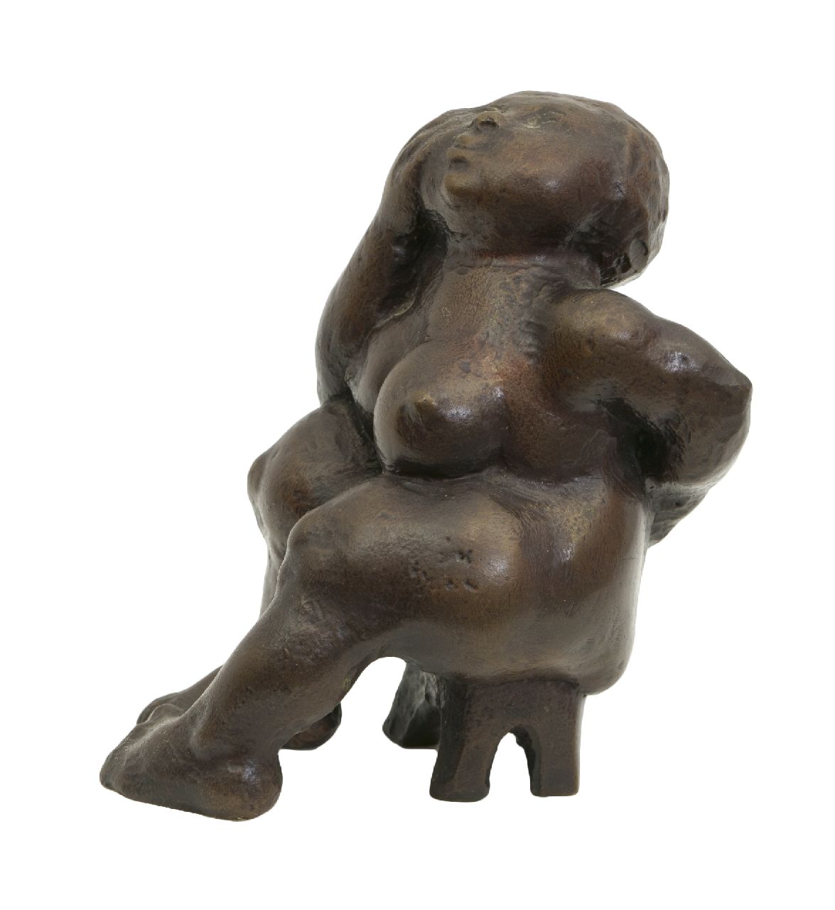 Schwaiger R.  | Rudolf Schwaiger | Skulpturen und Objekte zum Verkauf angeboten | Schmerzen, Bronze 10,2 x 6,3 cm, Unterzeichnet auf linker Hinterbacke (unklar)